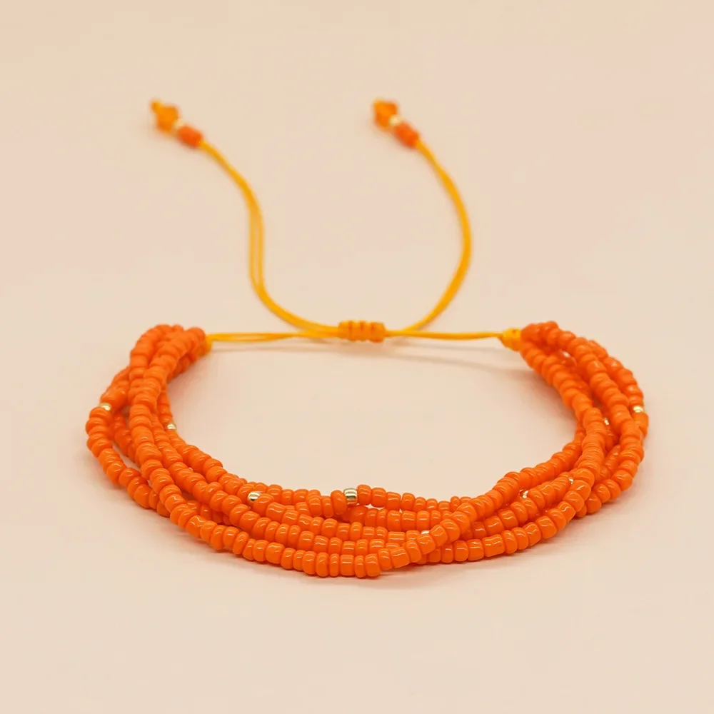 Beaded bracelet Originality Multilayer Monochrome Hand knitting Bohemia Adjustable Tide Simple Rice bead bracelet image 5