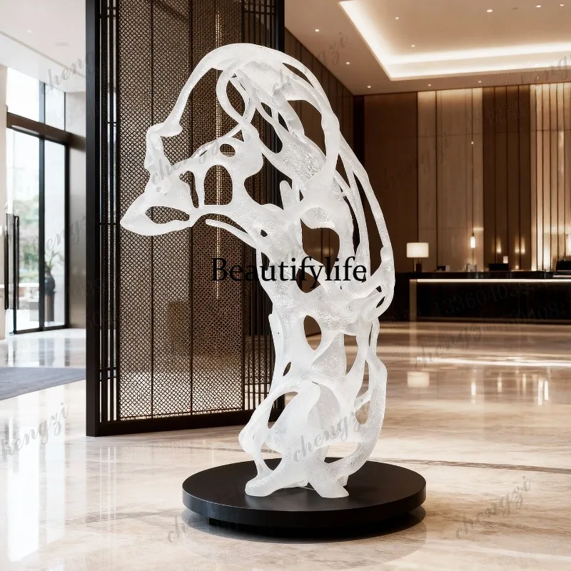 A73 Custom hotel lobby ornament, vertical decoration for entryway and living room, transparent resin sculpture