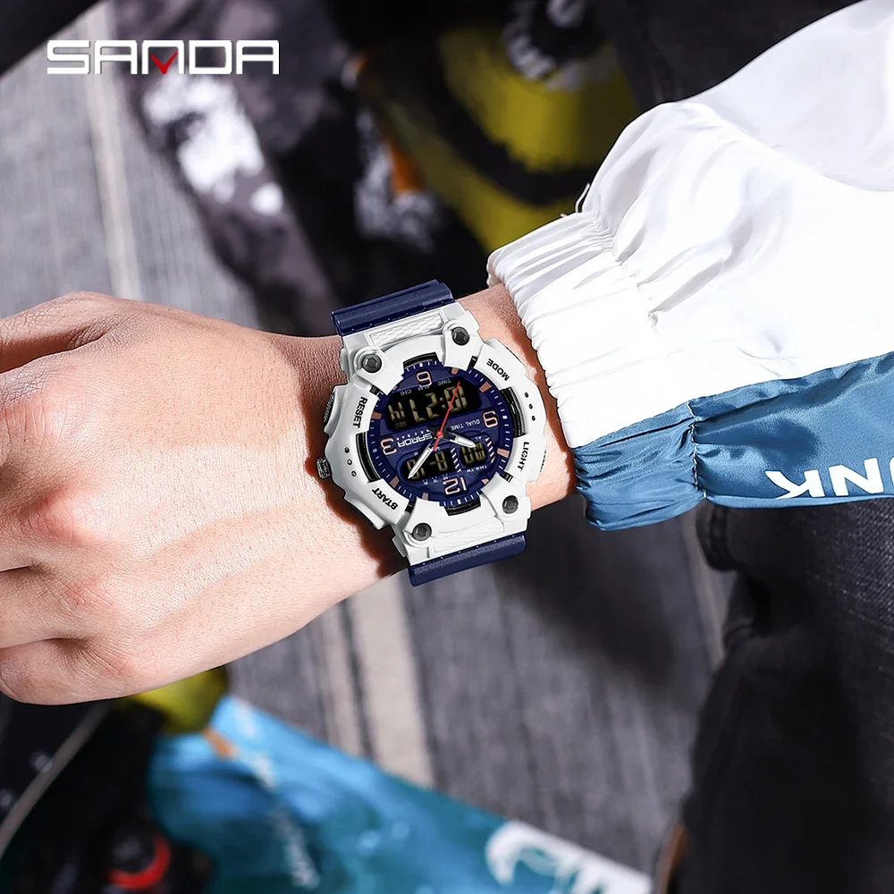 2024 Sanda Top Ｂrand 6181 Men\'s Electronic Watches Night Glow Date Multi Functional Waterproof Men\'s Quartz Electronic Watches