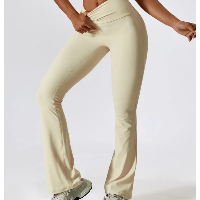 Women Workout Micro-Flare Leggings Yoga Pants High Waist Wide Leg Pants Gym Fitness Sports Flared Pant Latin Dance Trousers