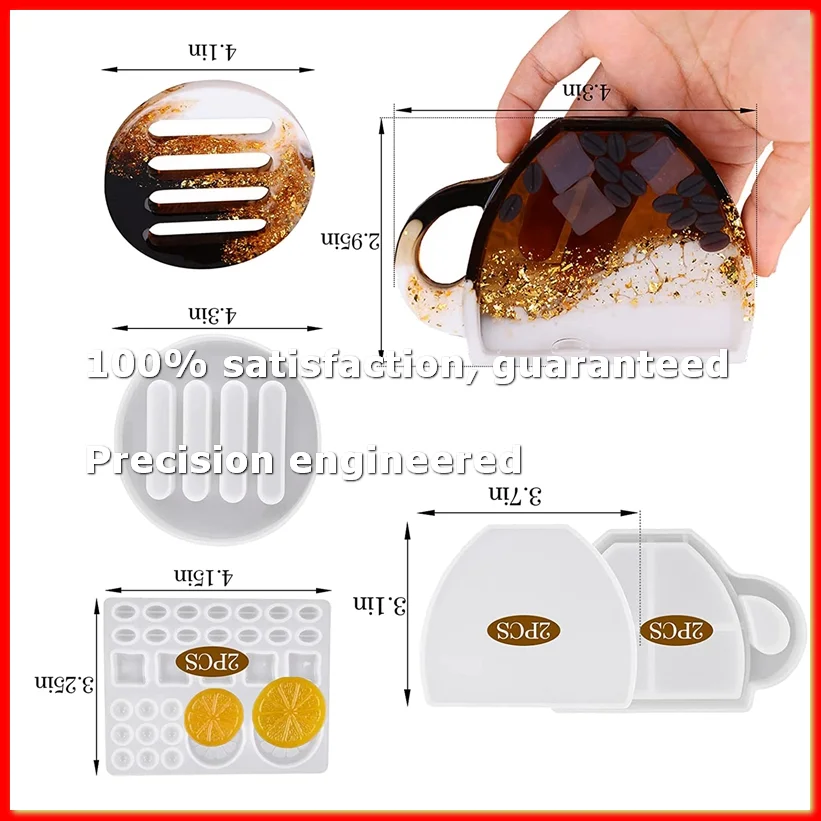 

Coaster Resin Mold, 7 Pcs Coaster Molds for Epoxy Resin, Coffee Cup Shape Resin Shaker Mold with Lemon Coffee Bean Mold-A79M