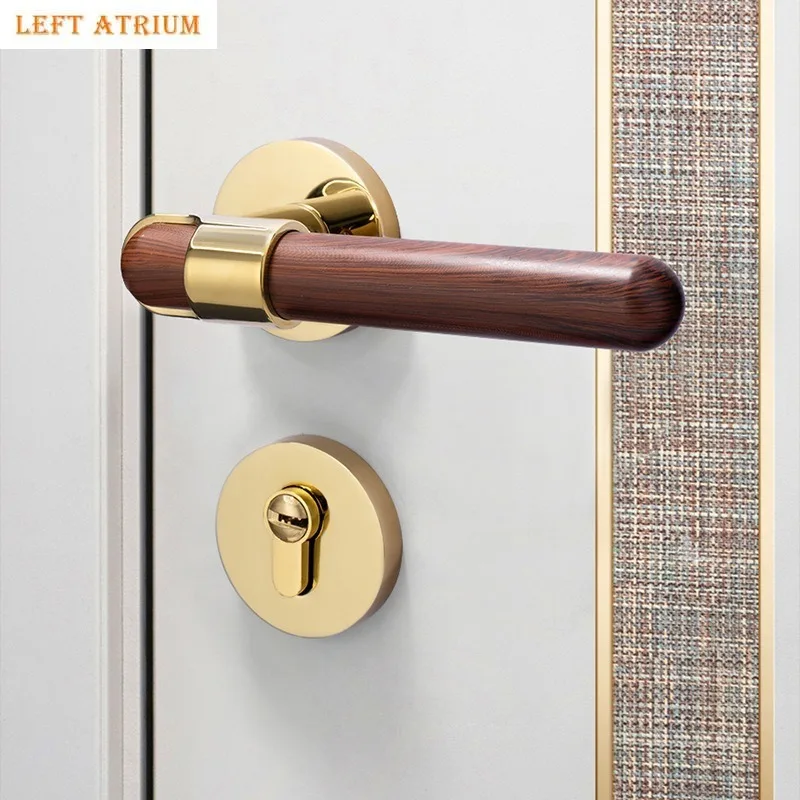 

Chinese Wooden Handle Metal Door Lock Indoor Magnetic Locks Bedroom Silent Lock Universal Split Locks Door Hardware Tools