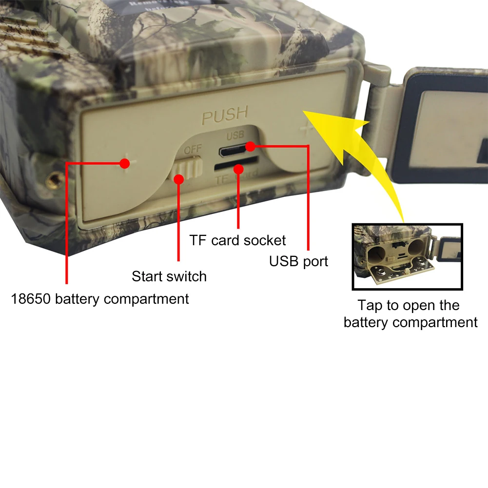 كاميرا الصيد المهنية كاشف الحيوانات البرية HD 720P مراقبة مقاومة للماء للرؤية الليلية أداة خارجية ورقة التمويه