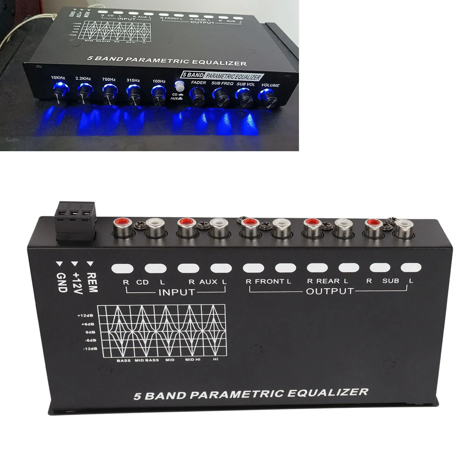 Car Stereo  Equalizer Adjustable 5 Bands Precise Tuning EQ Tuning Crossover Amplifier Graphic Equalizer Car Accessories