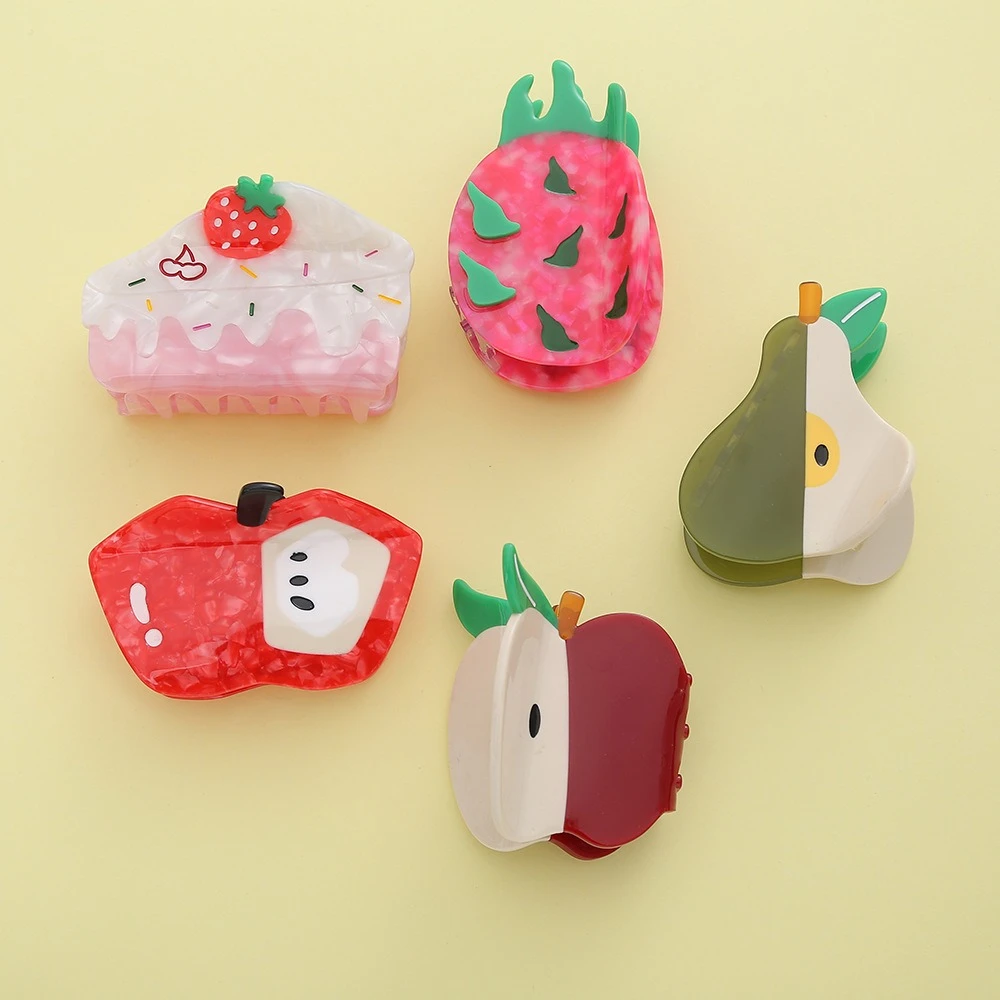 

NC New Apples Pear Hair Claw Cute Cake Summer Fruit Series Claw Clip Fashion Crab Hair Clips Hair Accessories for Women Girls