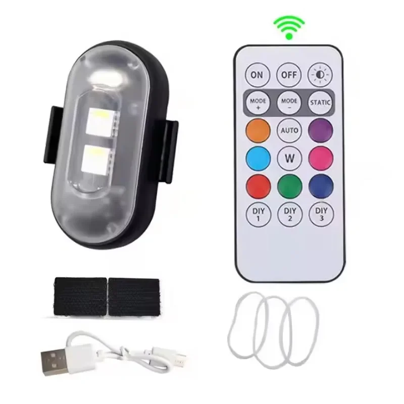 Wireless Strobe Light with Remote Control 8 Colors USB Charing Waterproof Anti-Collision Emergency Warning Position Signal Light