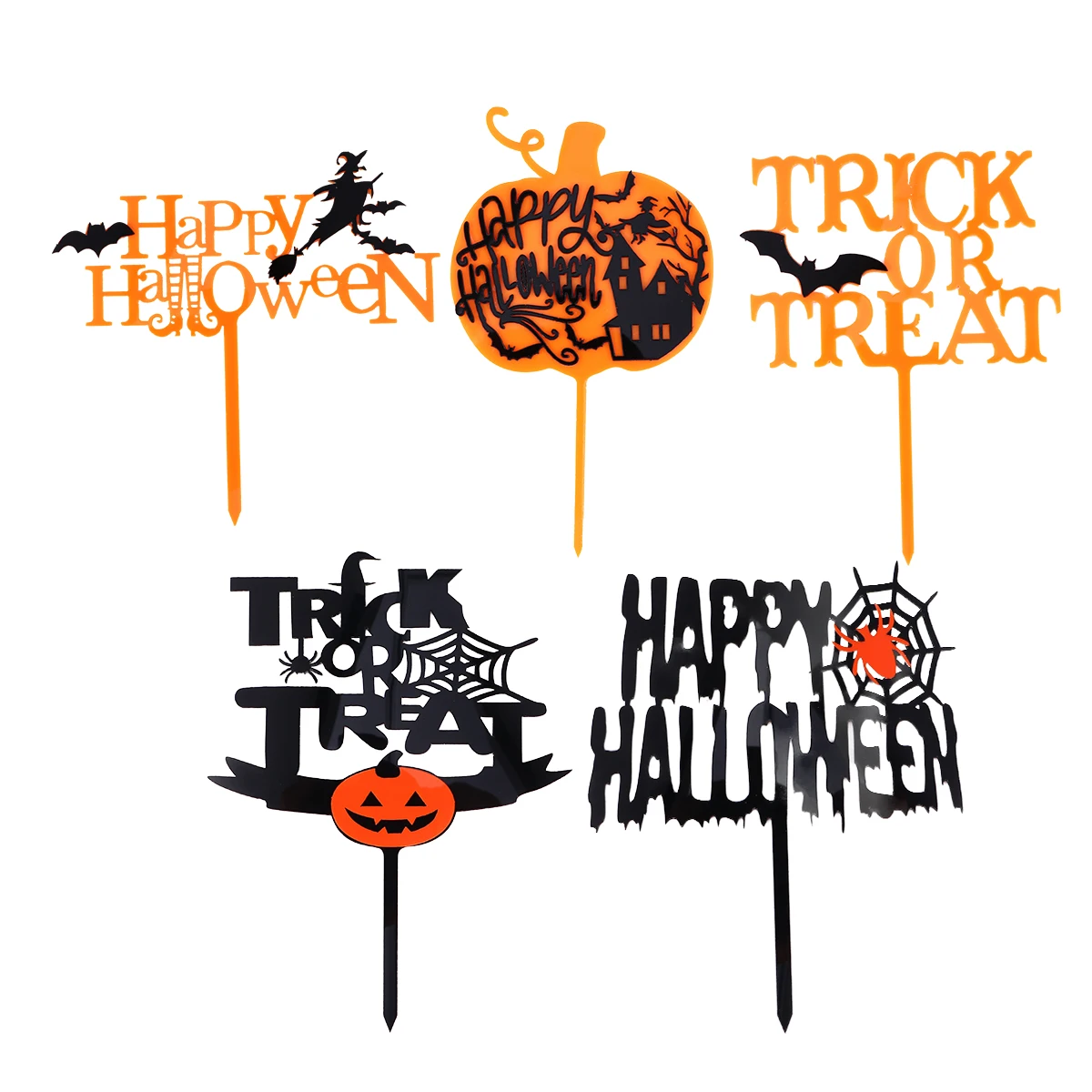 

Halloween Cake Inserts Acrylic Decor Cards Creative nament Spooky Party Food Grade Safe Baker Chocolate