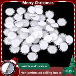 100 Pcs Ceiling Strong Small Adhesive Hook 3cm Hang Flag Poster Stick Hook Traceless Double-Sided Adhesive Wall Hooks Christmas