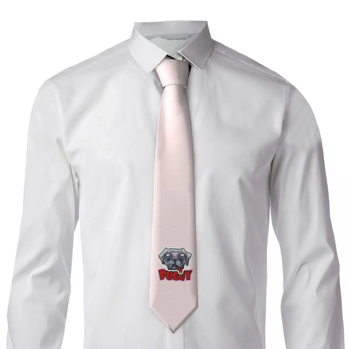 Cute Puggy Wearing Sunglasses Pugs Necktie for Men Silk Polyester 8 cm Neck Ties Party Business Tie Casual Gravatas