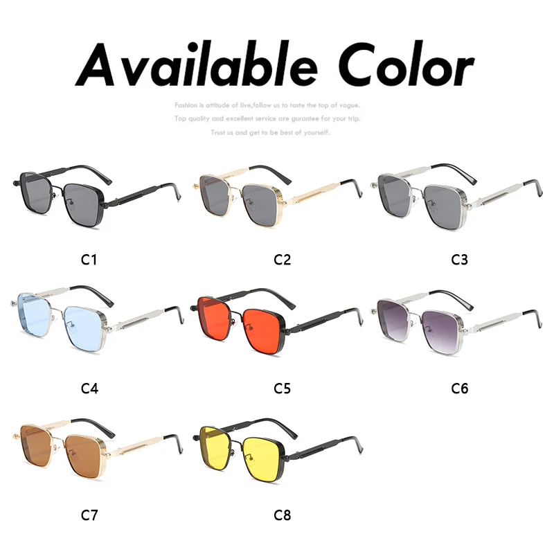 Steampunk Square Sunglasses Brand Design Men Women Vintage Metal Punk Sun glasses UV400 Shades woman sun glasses  vintage