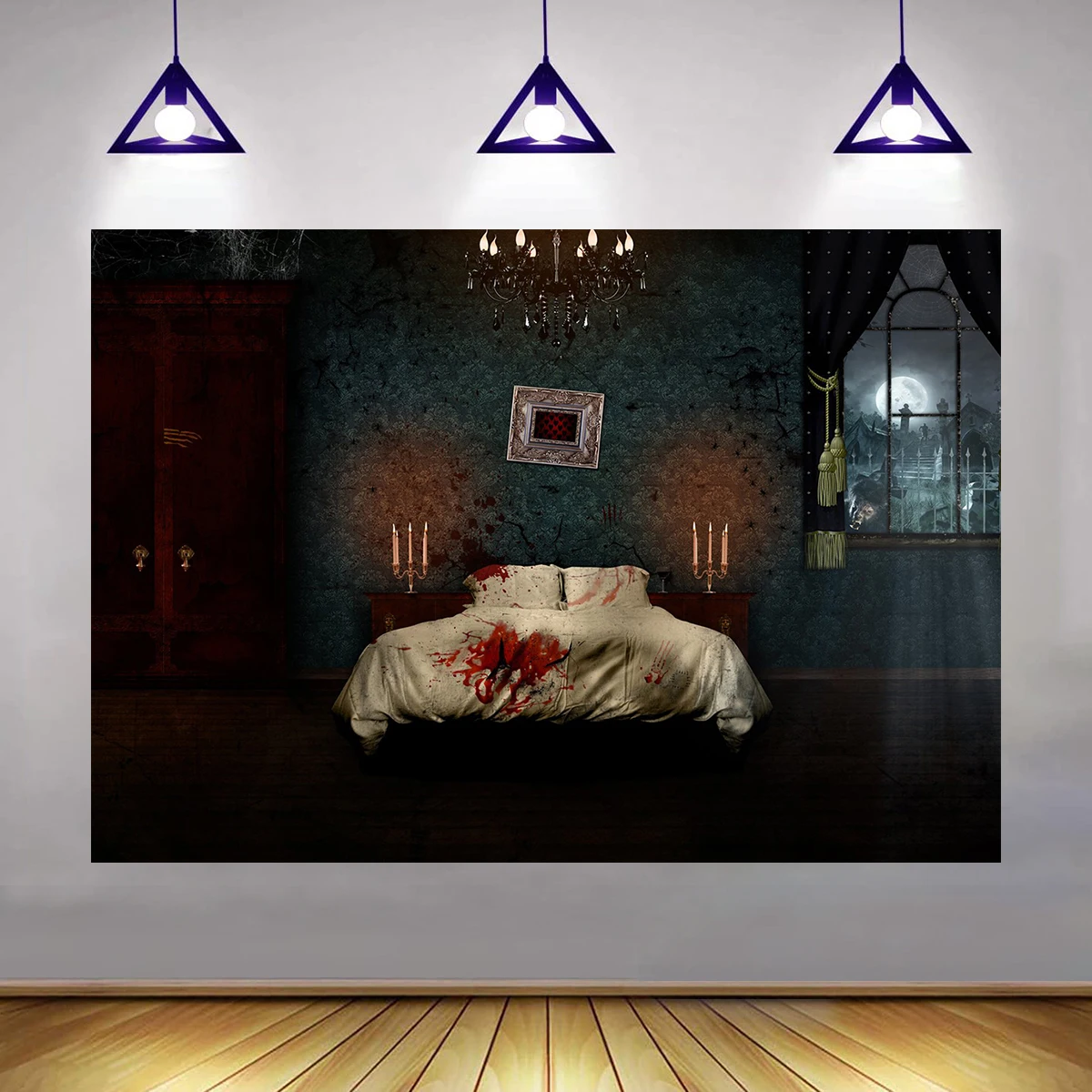 Bloody Wall Haunted House Room Backdrop  Horror Vedio Game Get Out Photography Decoration Background Happy Halloween Theme Party