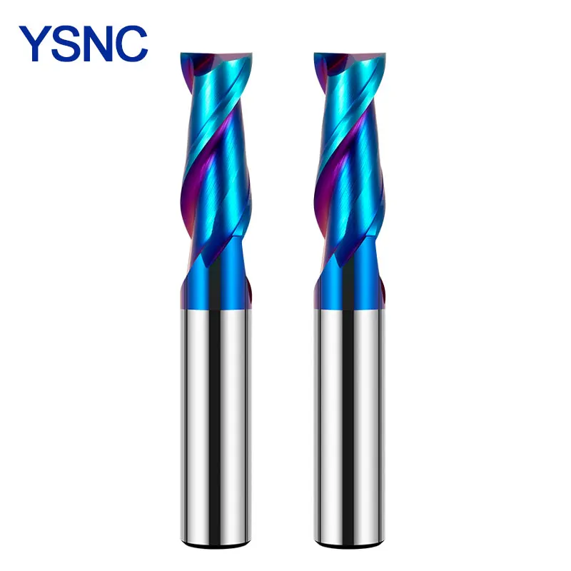 

YSNC HRC65 Специальная фреза из нержавеющей стали с 2 канавками и покрытием из вольфрамовой стали, двусторонний твердосплавный плоский нож, фреза с ЧПУ