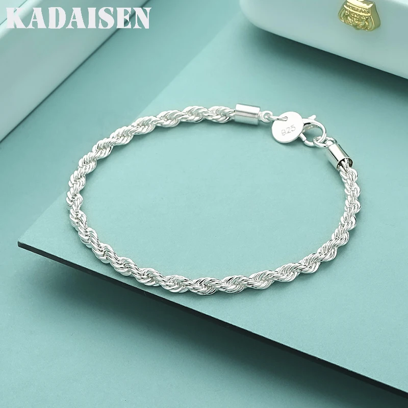 925 Sterling Silver Bracelet 3MM Twisted Rope Exquisite Ladies Fashion Wedding Party Gift Jewelry