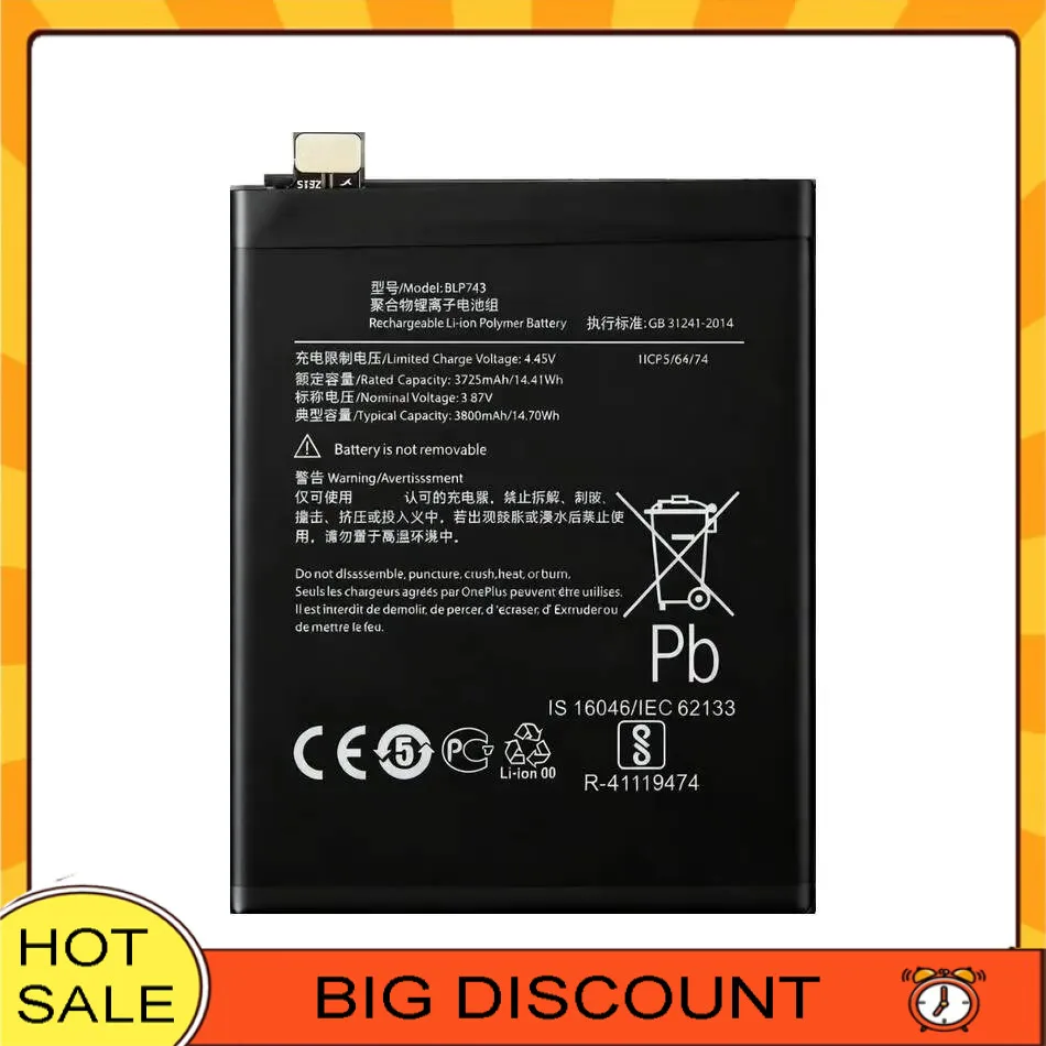 

Mobile Phone Battery High Capacity For Oneplus 7T One Plus BLP743 3800Mah