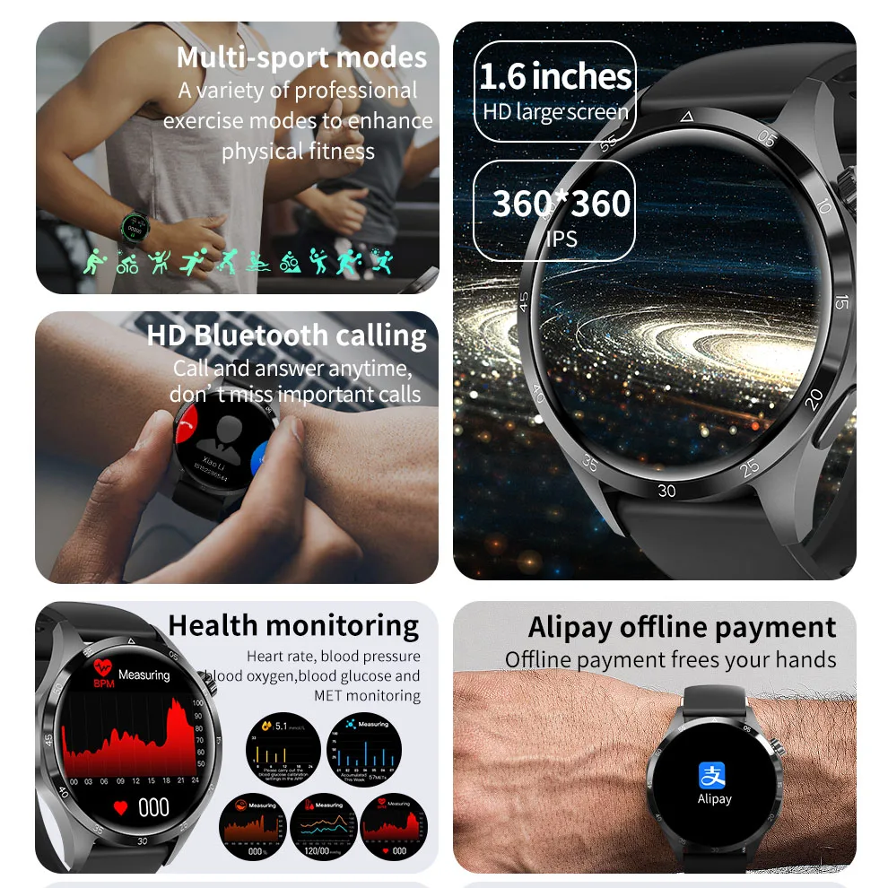 Huawei GT Series Smart Watch Men Watch 4 Pro AMOLED HD Screen Bluetooth Call GPS NFC Heart rate waterproof SmartWatch 2025 New