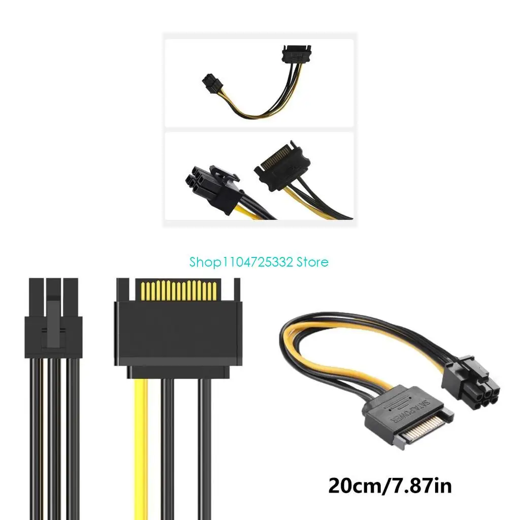 

P5EA Sata15pin to 6Pin Male Connectors Cable for GPU Power Supply Cable Power Supply Extension Computer Power Cable 7.87in