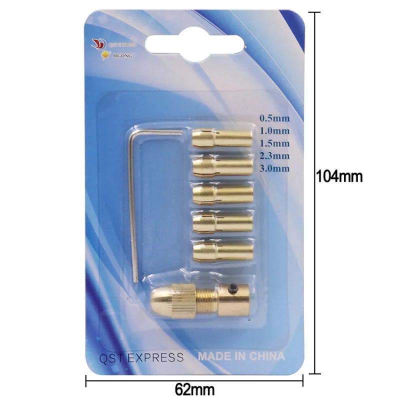 0.5-3mm Mini Drill Chucks Micro Collet Brass W/Wrench Adapter Household Electricity Accessories For Power Rotary Tool Acc