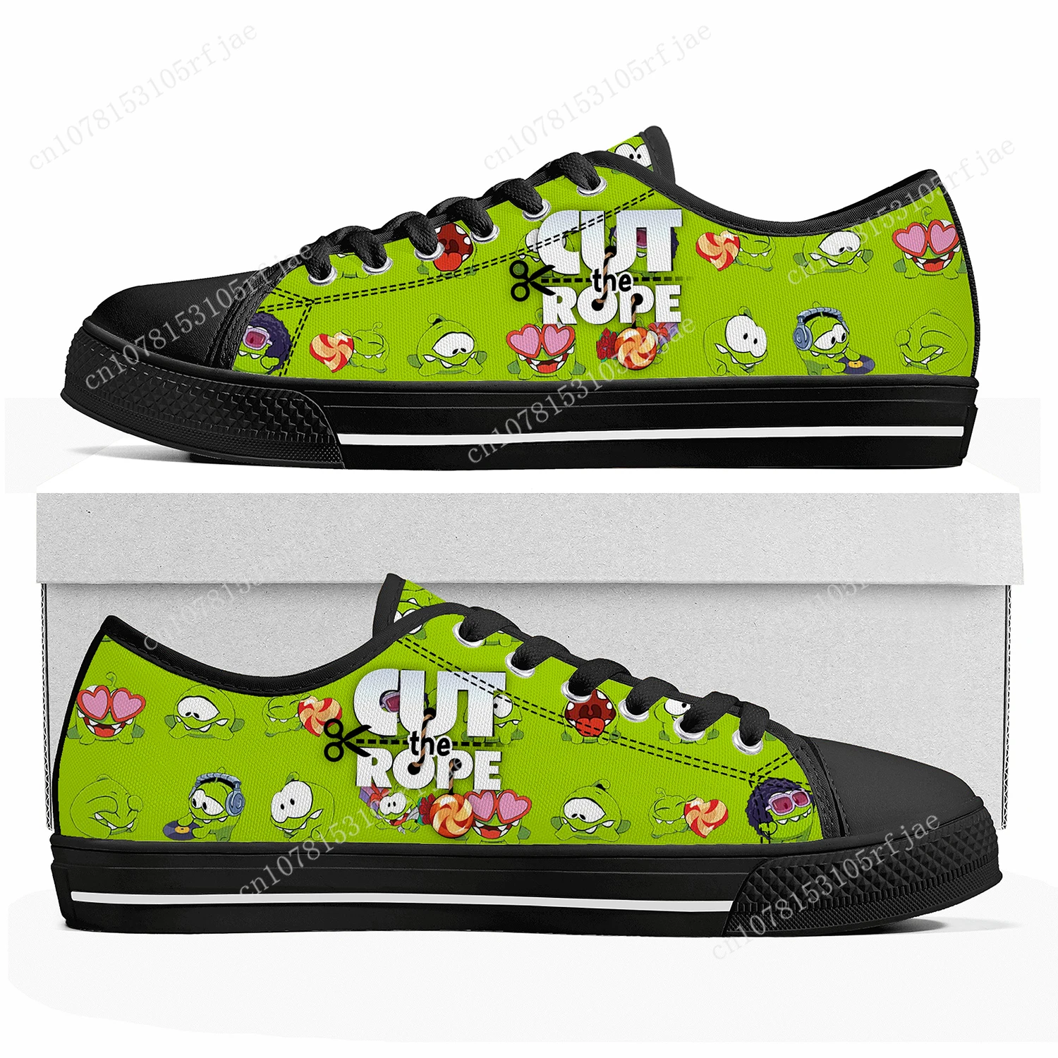 Cut The Rope kustom Sneakers atasan rendah permainan kartun wanita pria remaja kualitas tinggi sepatu kasual dibuat khusus kanvas Sneaker