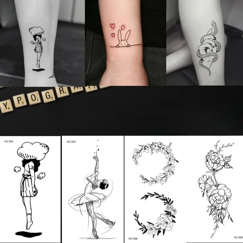 

1 лист временная татуировка наклейка черные новые маленькие свежие татуировки персонализированные цветочные татуировки татуировки боди-арт дешевая вещь оптовая продажа