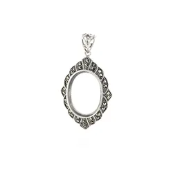 925 Silver Rhinestone Pendant Base for 8x10mm/10x14mm/11x15mm/12x16mm/13x18mm Oval Cabochons