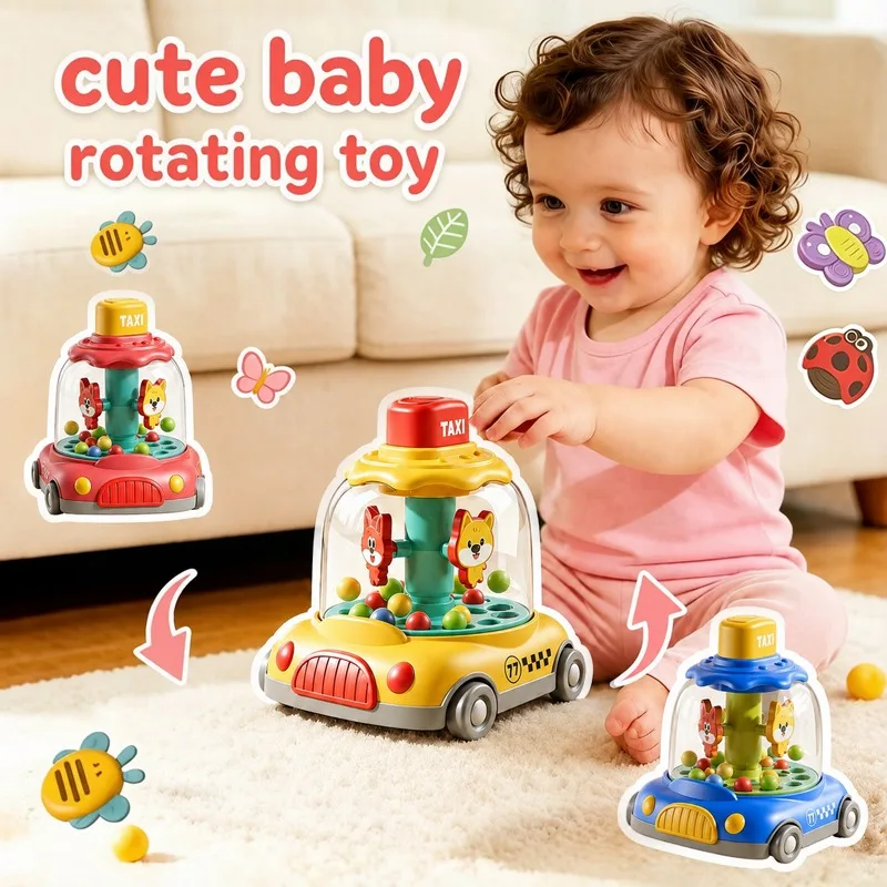 Children's Rotational Toys, 4-in-1 Turn Press Slide Play Toy, Baby Hand-Eye Coordination Fine Motor Skills,Early Education Gift