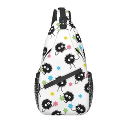 Anime Sling Bags for Men, Sling Bags, Ghibli Shoulder, Crossbody Chest Backpack, Ciclismo, Camping Daypack, Fuligem Sprites, Moda