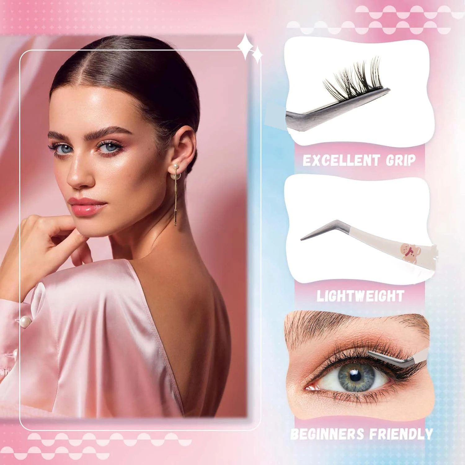 1個/2個入り まつげエクステ用ピンセット まつげエクステツール 高精度 まつげエクステ用ピンセット