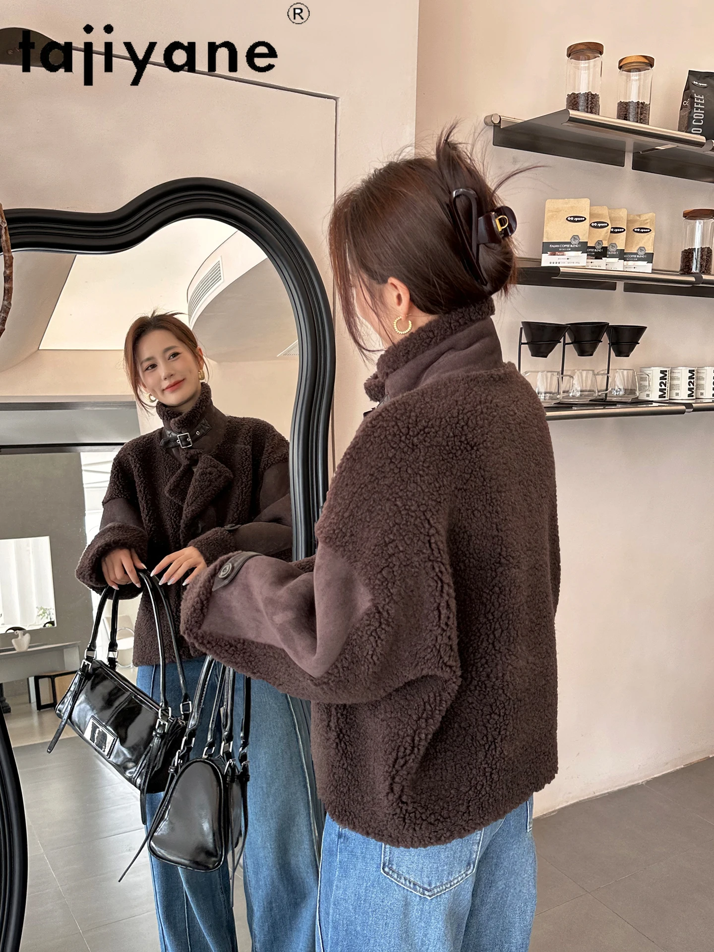 TAJIYANE 100 % Echt Wolle Mantel Frau Chic Verdickte Kurze Jacke Schafschur Pelz Outer Winter Frauen Kleidung 2025 fourrure