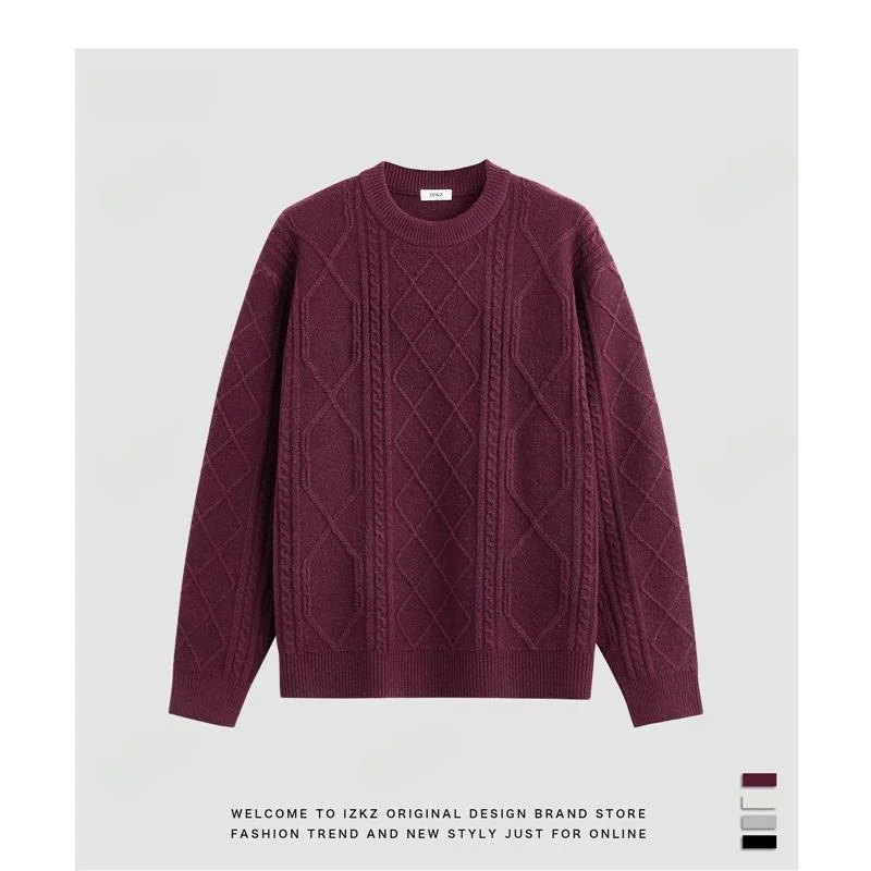 

Men's Winter Thi Warm Knitted Sweater Loose round Ne Woolen Long Sve Faionable Ci Sle Casual Daily Wear