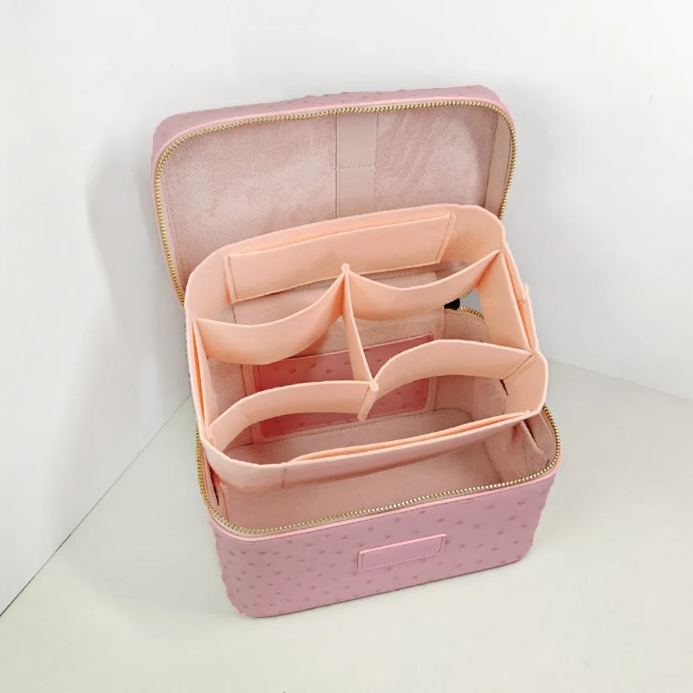 Kosmetiktasche mit individuellem Namen für Frauen, großes Fassungsvermögen, Kulturbeutel, Tasche für Reisen, tragbar, handgehalten, Make-up-Organizer aus Leder – Detail 17