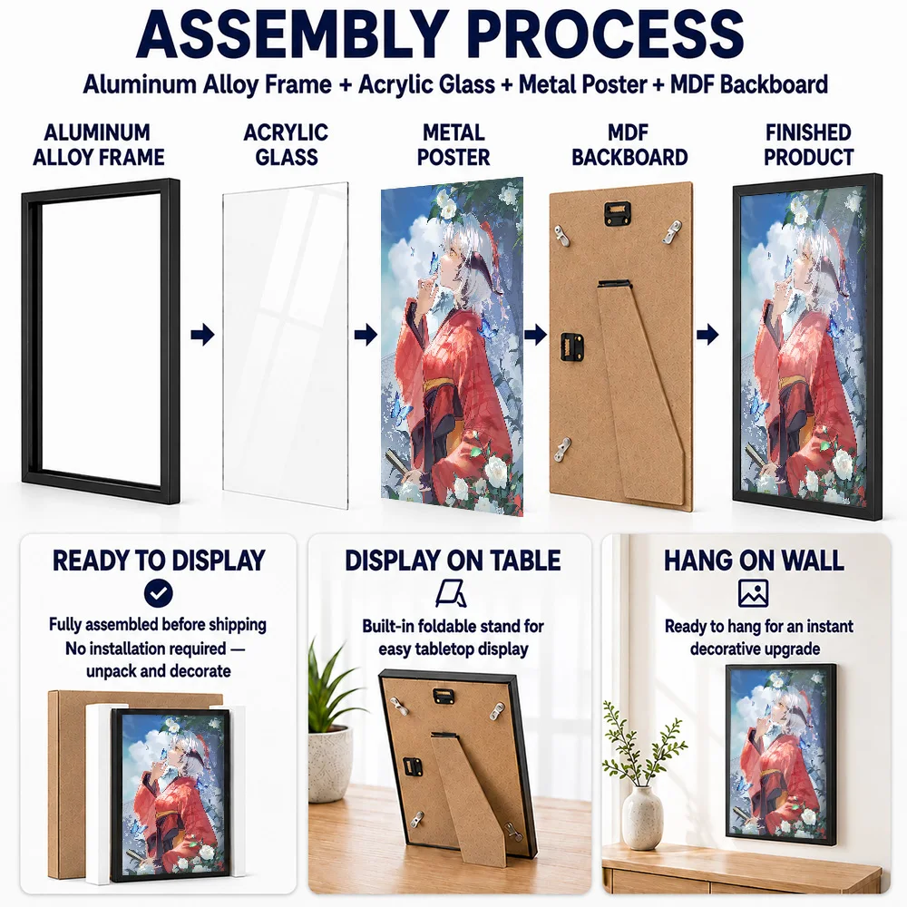 Final Fantasy XIV Au Ra Framed Aluminum Metal Poster Customized Photo Dark Medieval Style Wall Art For Home Office Player Gift