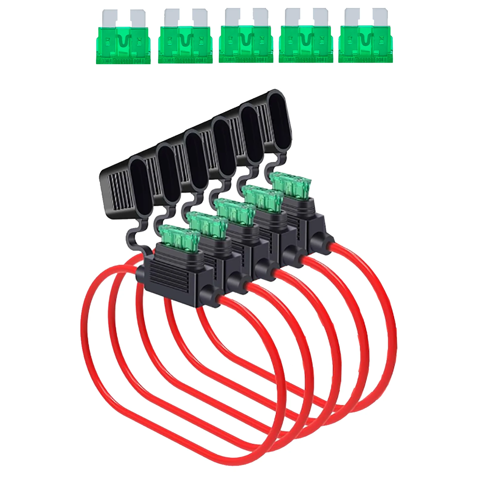 5 Pack Waterproof 12 Gauge Inline Fuse Holder 12V 30A with Blade Fuses 12AWG Wire for Car Boat Marine Motorcycle Truck Auto RV