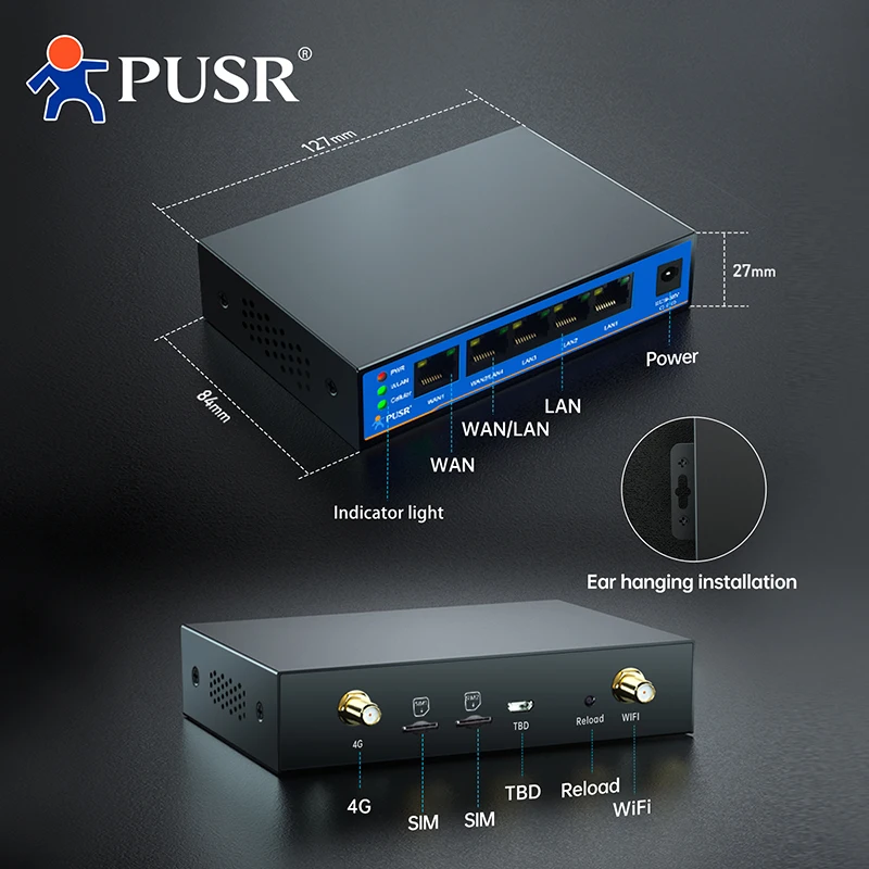 

Промышленный промышленный маршрутизатор с двумя SIM-картами PUSR, 4G/WiFi/проводной WAN, резервное оборудование и программное обеспечение, двойной сторожевой таймер USR-G805s-G