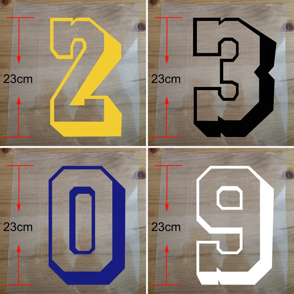 23cm Iron on Patches Letter DIY Basketball Football Jersey Number Clothes Hot Transfer Sticker Blue Yellow White Black Number