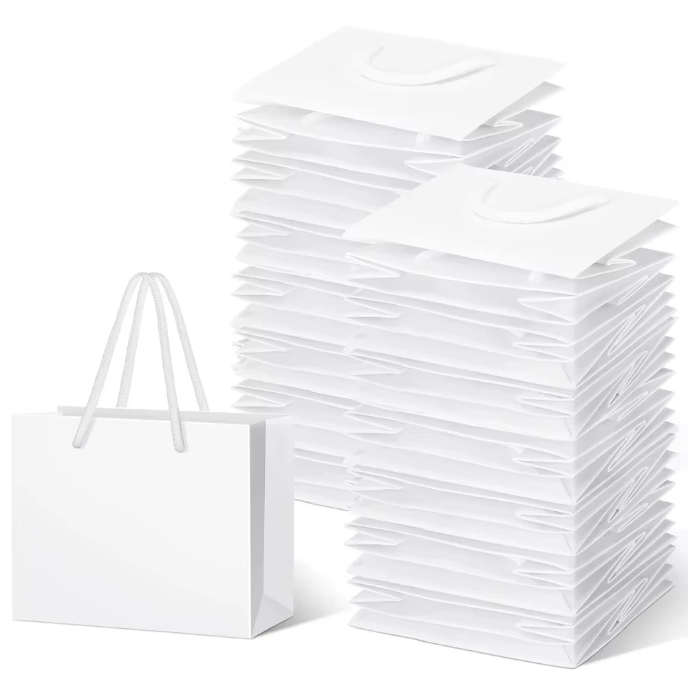 10 Stück dicke Papiertüten mit Seilgriffen für Partygeschenke, Geschenkverpackungen, Geschenktüten – Detail 2