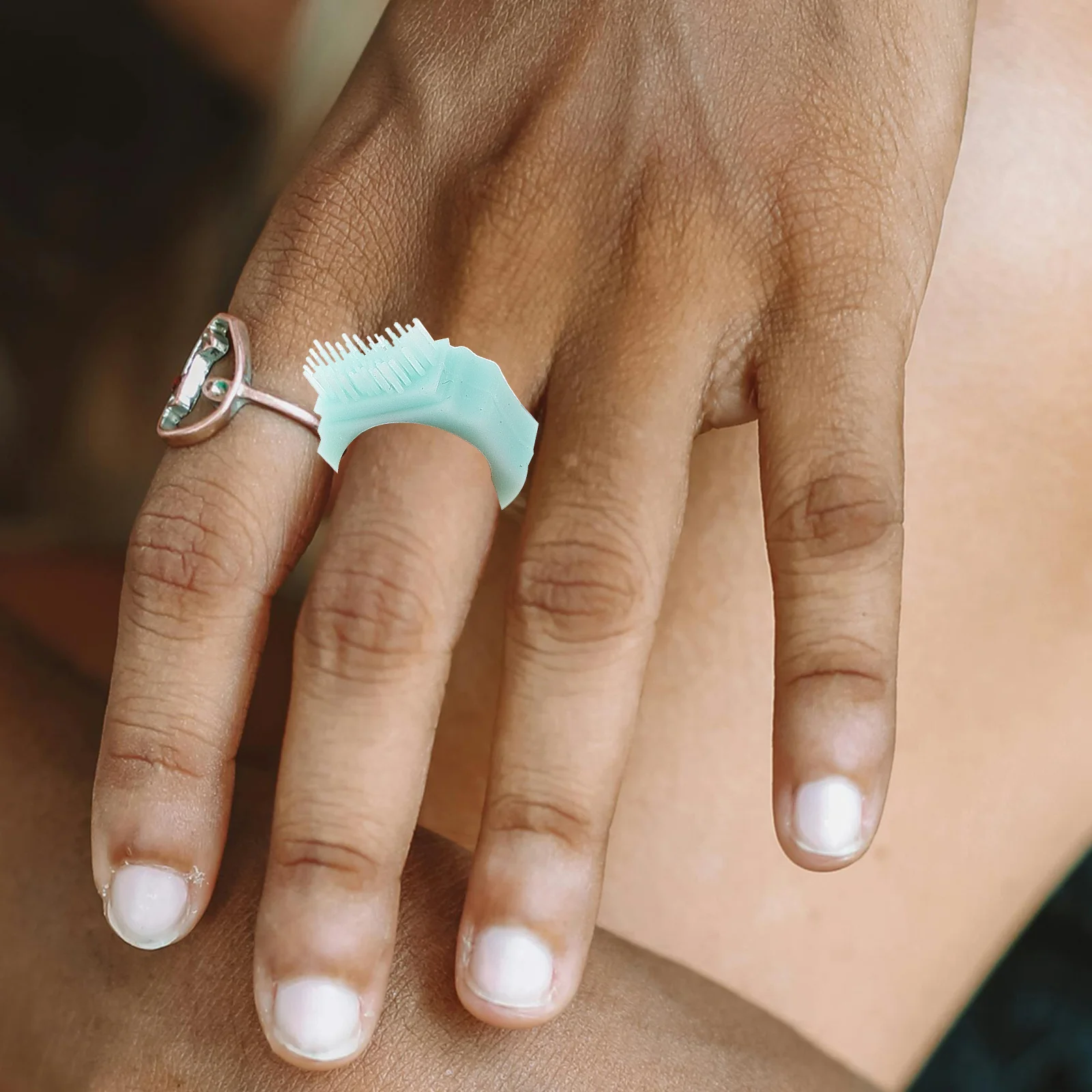 

Портативная зубная щетка с кольцом, синяя мягкая силиконовая щетка на палец для малышей, дорожный мини-карманный очиститель полости рта, детская чистка зубов