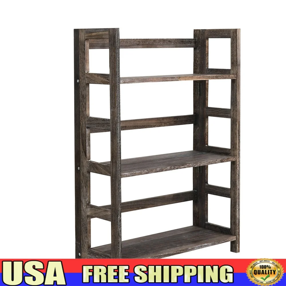 

Hickory Folding Bookshelf Paulownia Wood 3 Tier Storage Organizer Easy Transport No Assembly Required Ideal Living Room Office
