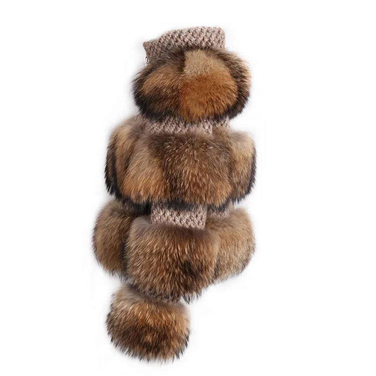 Wholesale Plus Size Jacket Coats Women High Collar Natural Raccoon Fur Jacket Coat