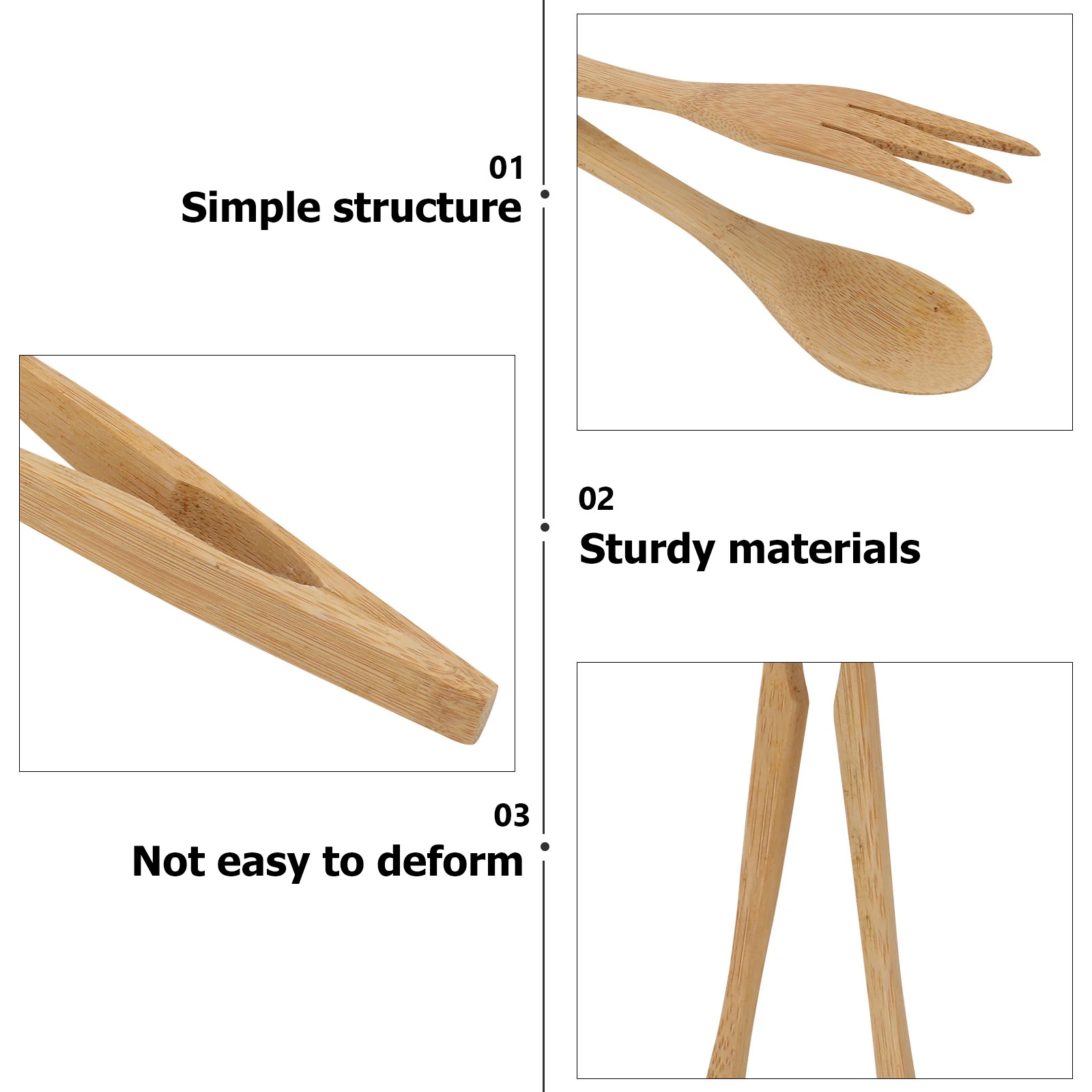 

2Pcs Bamboo BBQ Tongs Kitchen Serving Tools Food Clips Bread Grabbers Strong Comfortable Use Household Storage