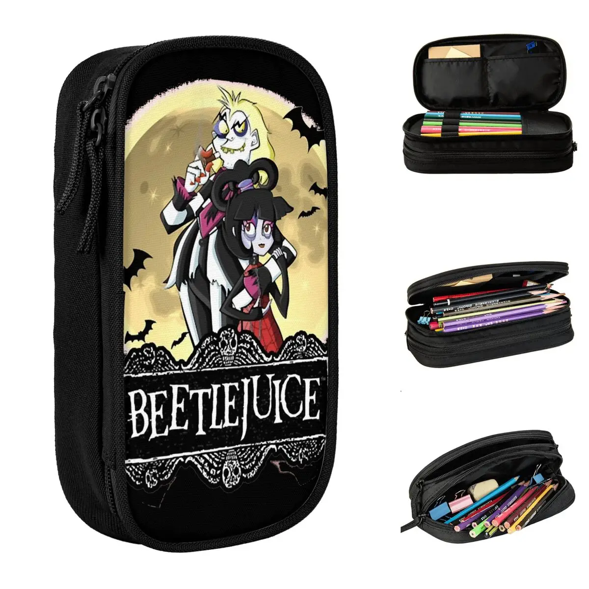 

Halloween B-Beetlejuices Movie Cartoon Pencil Cases Pencilcases Pen for Student Large Storage Bag Students School Stationery
