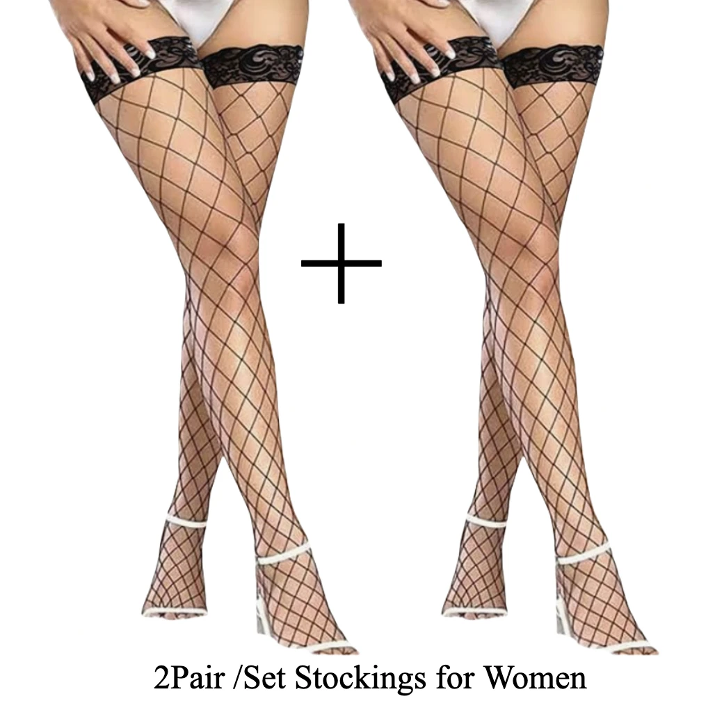

Have Silicone 2Pair/ Set Women's Stockings Lace Fishnet Erotic Over Knee Socks Erotic Sexy Thigh High Stockings medias de mujer