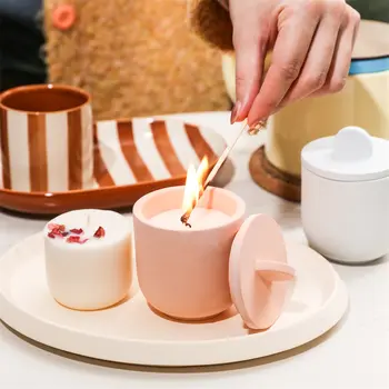 Boowan Nicole 3.5盎司極簡主義混凝土蠟燭罐帶蓋矽膠模具手工製作永續蠟燭補充模具家居裝飾 8 最佳銷售 晶簇矽膠模具 - №4