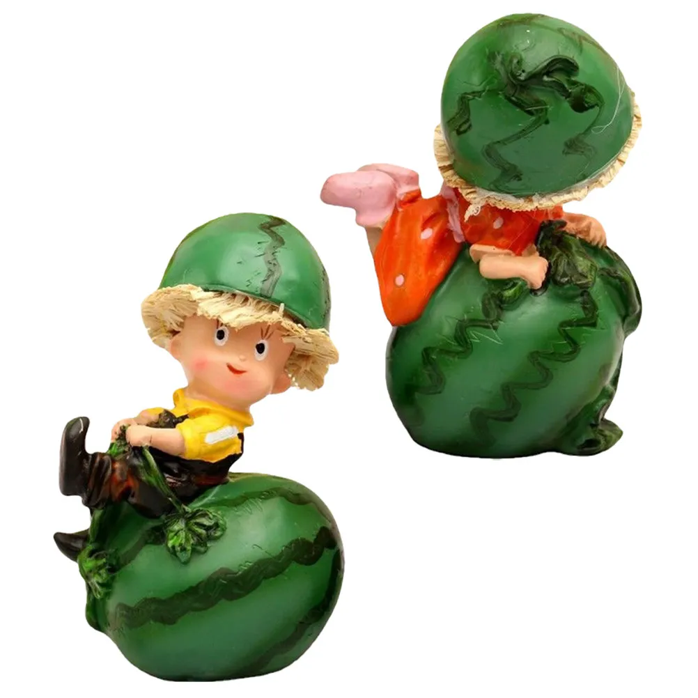 

2Pcs Cartoon Resin Sculpture Unique Design Home Decor Smooth Surface Easy Clean Festival Gifts Resin Cartoon Statue