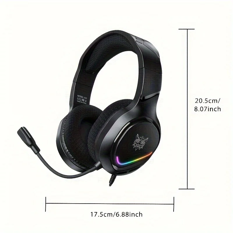 ONIKUMA X31 Gaming Headset 50mm Stereo Geluid RGB Bedrade Hoofdtelefoon 3.5mm Jack Flexibele Microfoon Voor PC Mobiele Console Gamer Online
