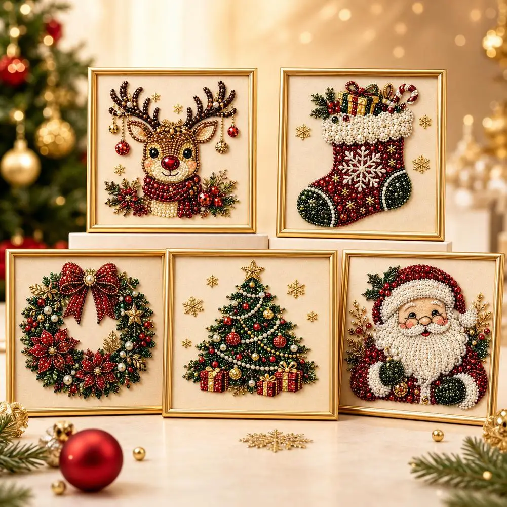 Christmas Santa Claus Pearl Art DIY Kit Framed Beads Embroidery Craft Wall Decor Xmas Gift for Kids Adults - view 5