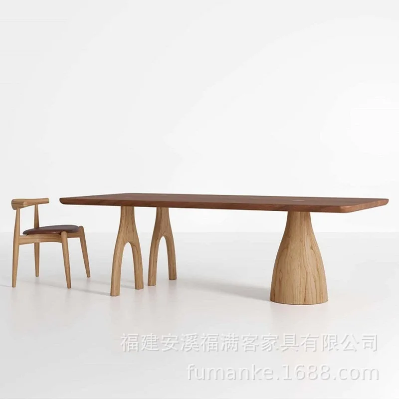Natural wind personalized tree branch dining table solid wood coffee table ash wood office workbench retro log computer table