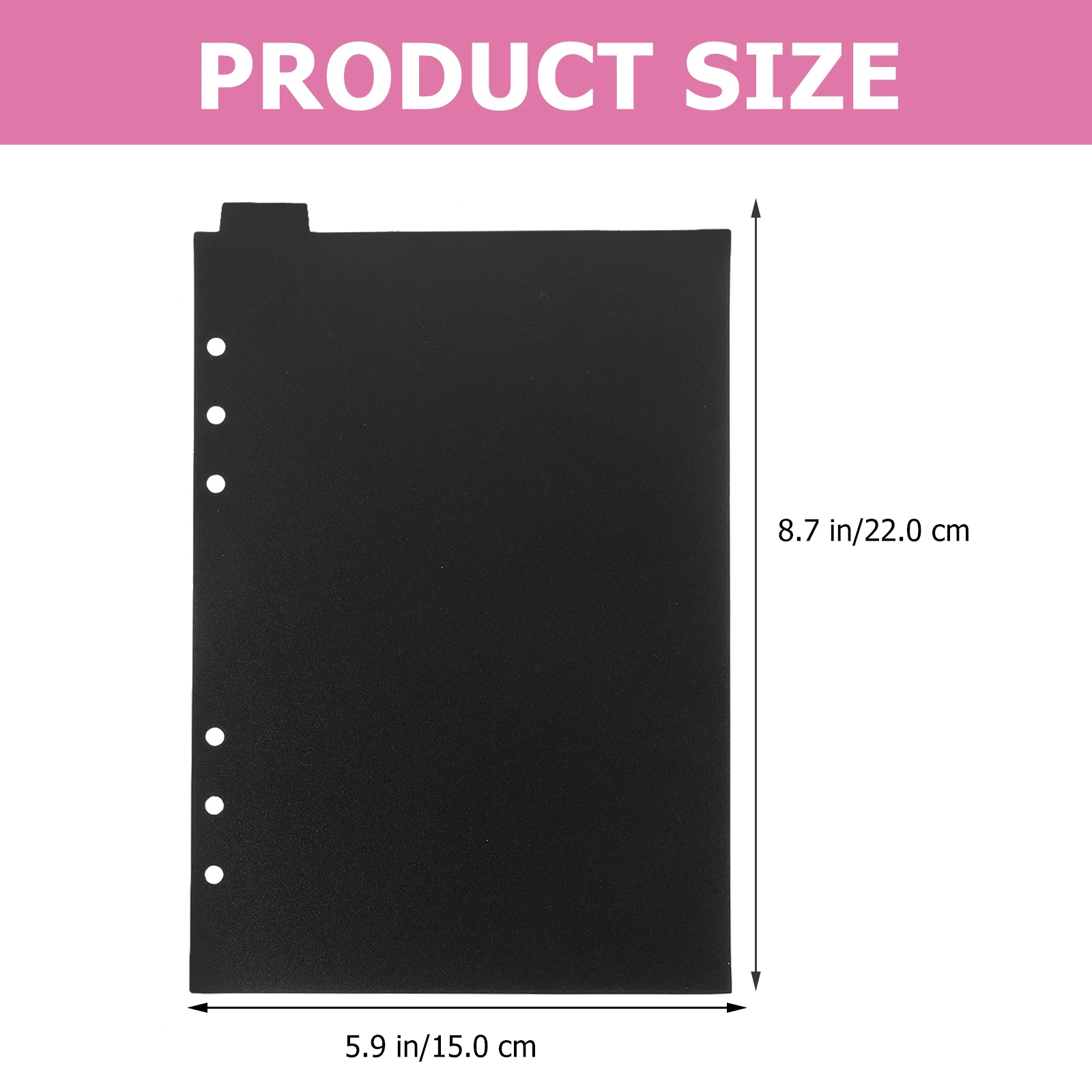 

5Pcs A5 Black Binder Dividers Sturdy Plastic Tabs Organizer Inserts for 6 Ring Binder Document Separator Pages