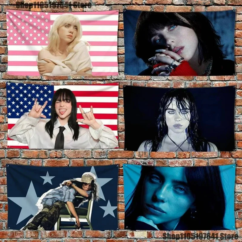 B-BillieS Singer Flag Tapestry Banner Wanddekoration für Schlafzimmer, Wohnzimmer, Restaurant, Bar, Partyraumdekoration im Freien