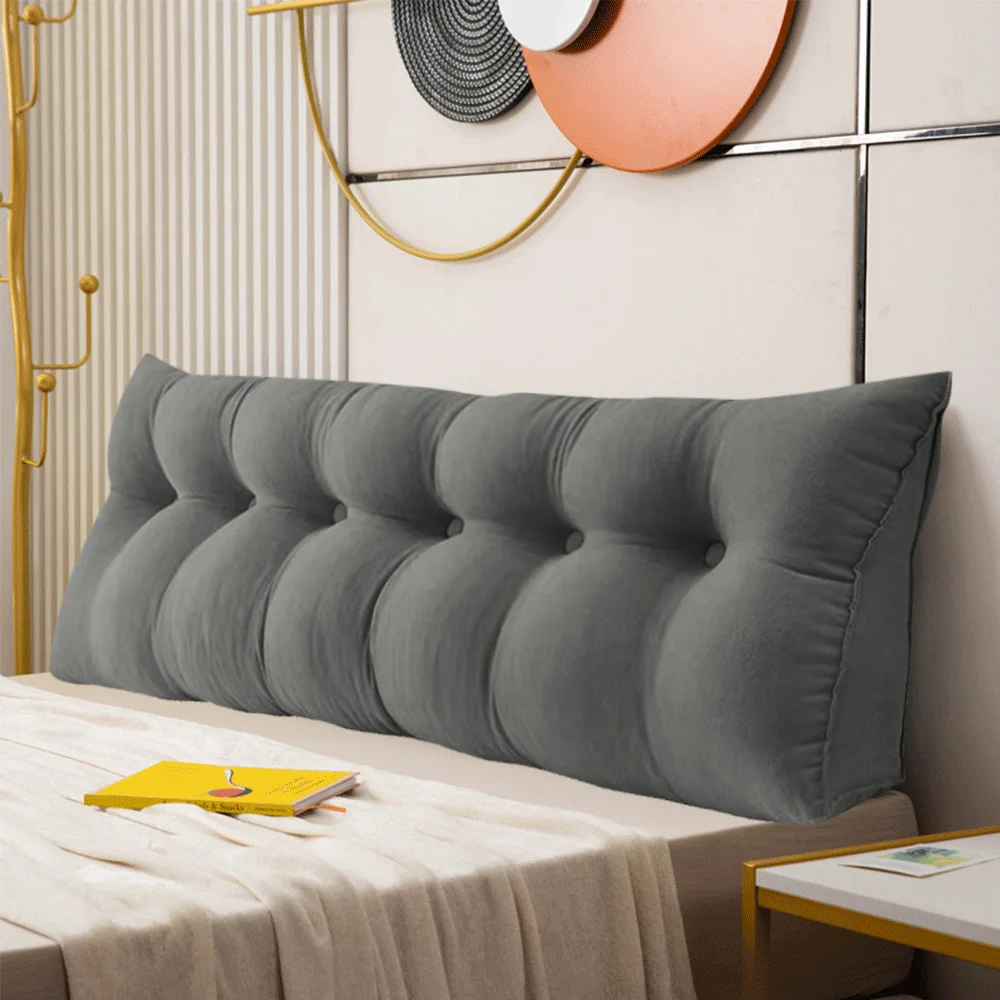 Cuscino triangolare per testiera, disponibile nelle misure 160/180/200 cm, con rivestimento removibile, ideale come cuscino da lettura, offre supporto per la schiena ed è perfetto per leggere a letto.