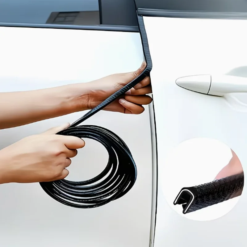 Universal 3m U-Groove Rubber Seal Trim, Anti-Scratch Edge Guard Strip with Built-in Steel for Car Door Window